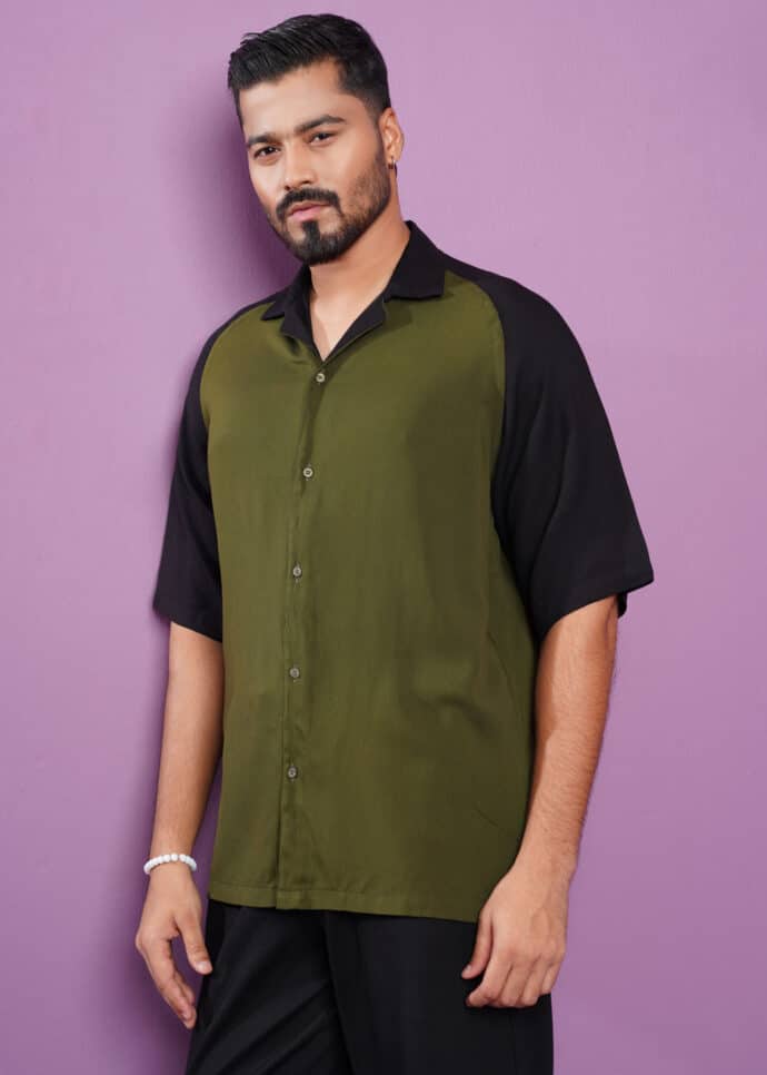 Oversized half shirt in olive in Commando BD|