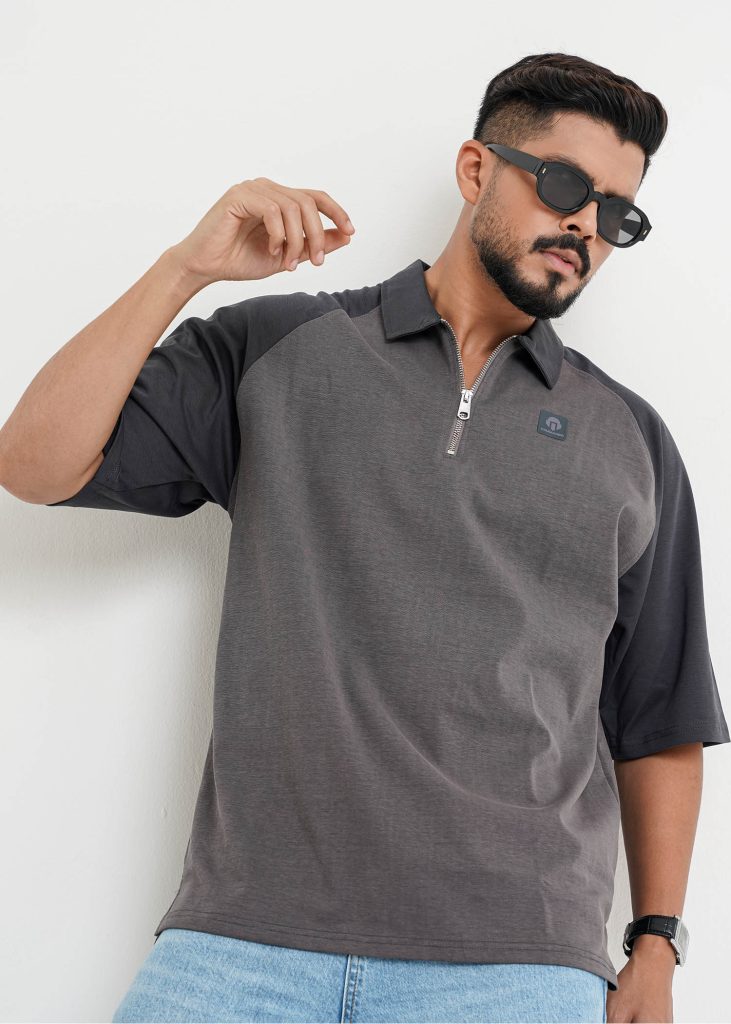 Oversized Zipper Polo
