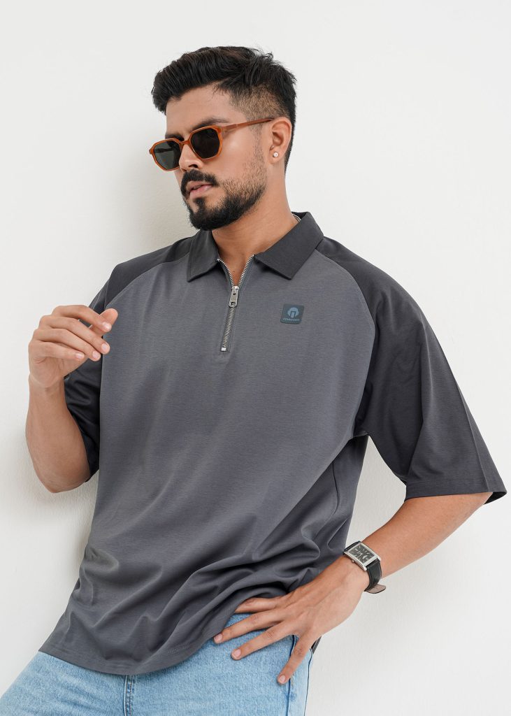 Oversized Zipper Polo