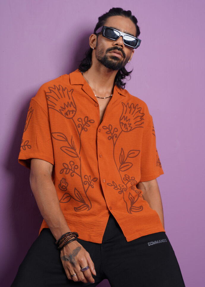 Oversized Half Shirt ( front print )