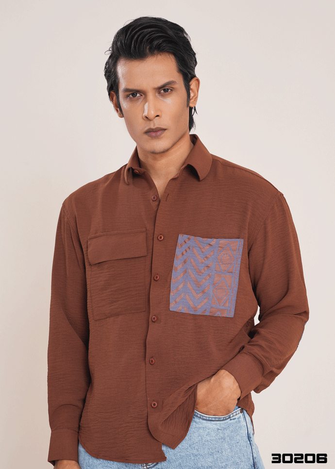 Stealth Pattern Full Sleeve Shirt (Coffee)
