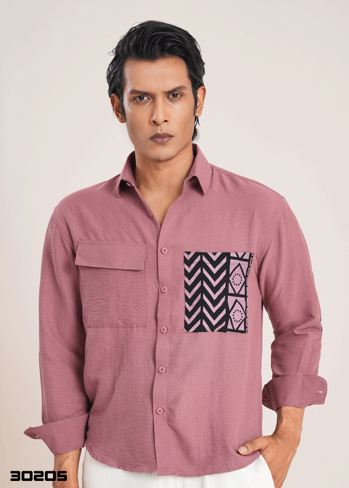 Stealth Pattern Full Sleeve Shirt (Rose Pink)