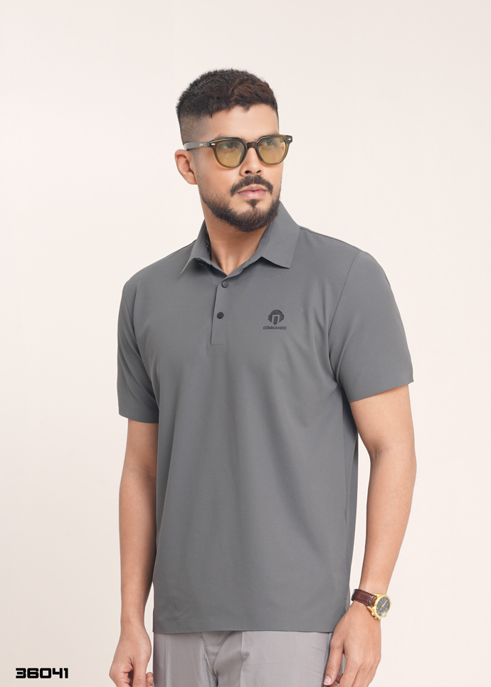 Solid Polo Shirt (Steel Grey)
