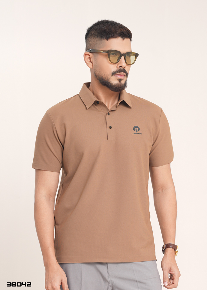 Solid Polo Shirt (Camel Brown)
