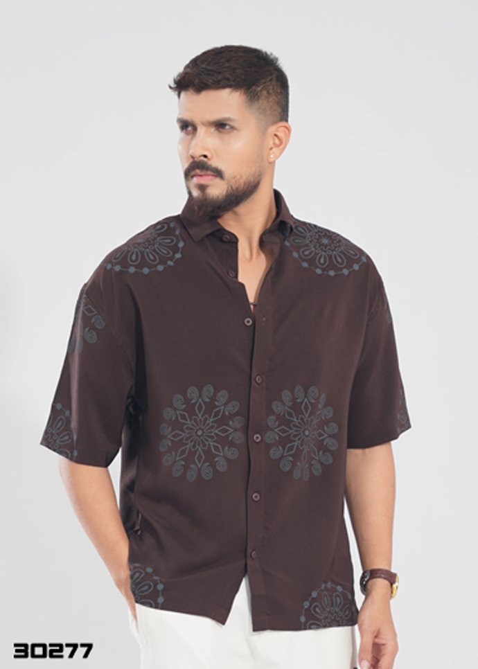 Mandala Crest Half Shirt – Coffee