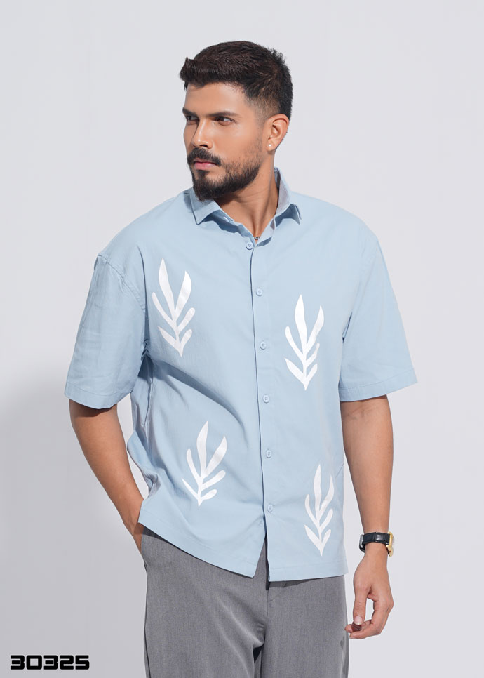 Nordic Leaf Shirt - Sky Blue