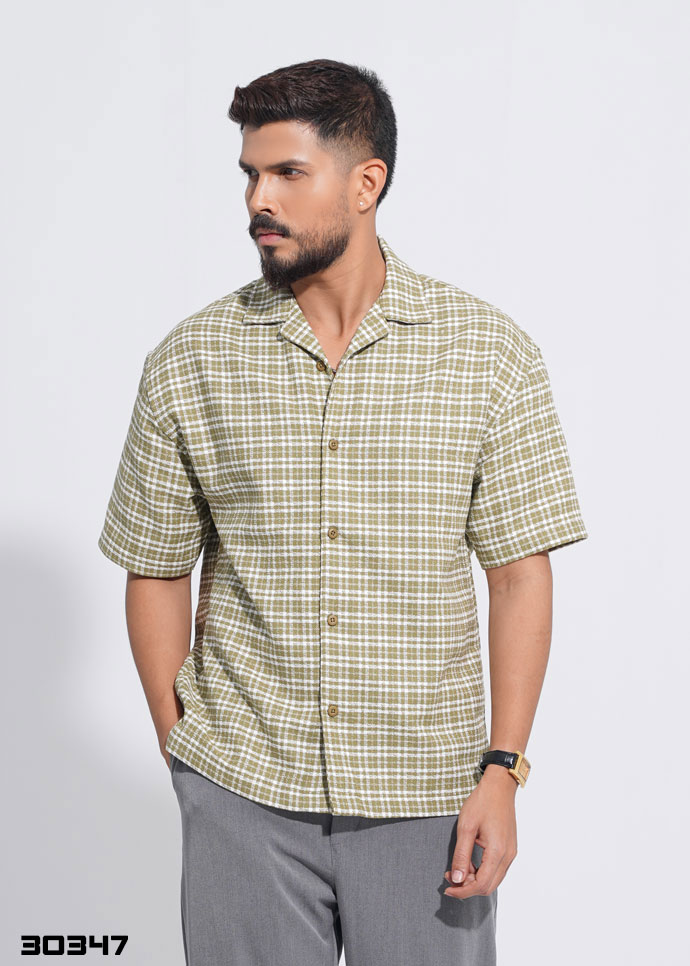 Victor Check Half Shirt – Olive