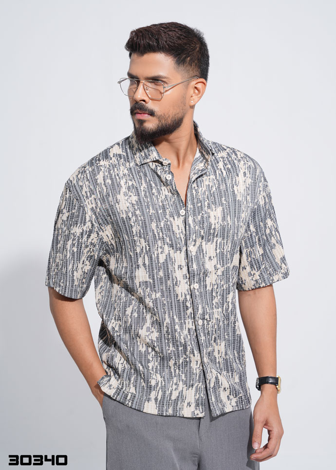 Indigo Canvas Half Shirt - Ash