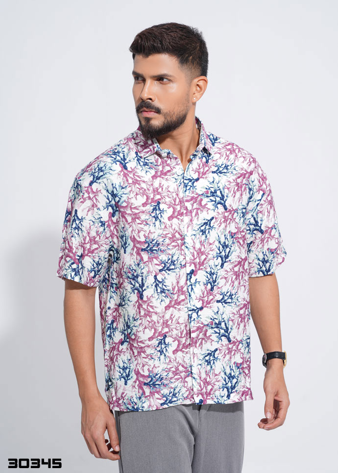Deep Sea Flora Half Shirt – Multi Blue
