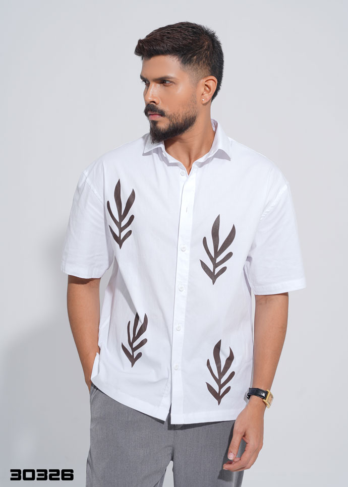 Nordic Leaf Shirt - White and Black