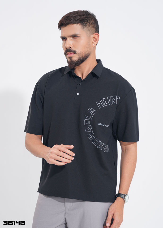 Inexorable Hunt Polo Shirt – Black
