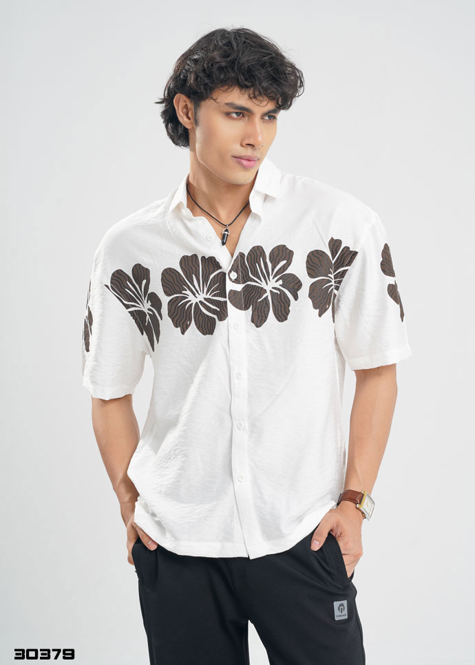 Elara Half Shirt - White