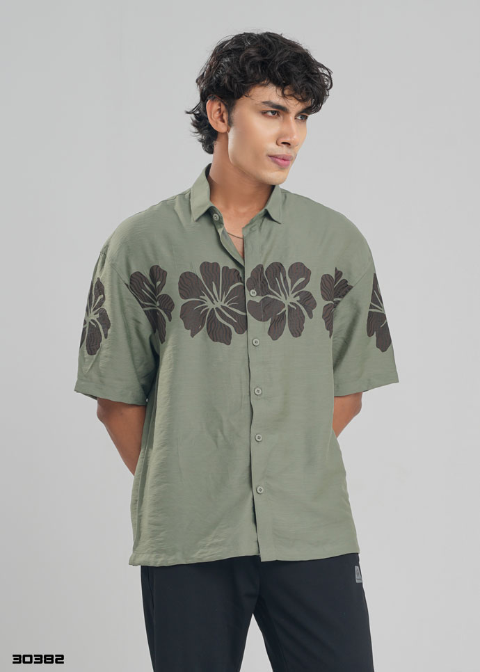 Elara Half Shirt - Olive