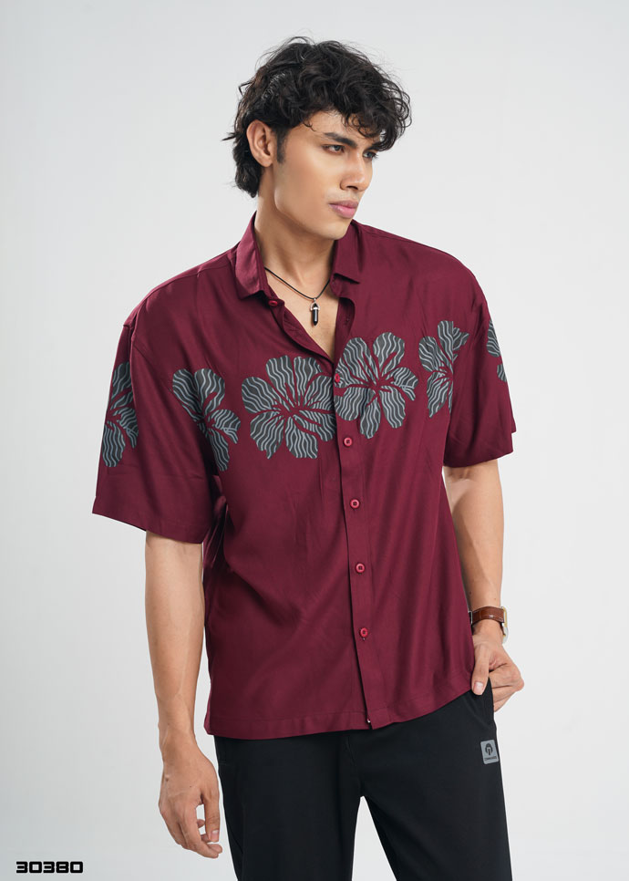 Elara Half Shirt - Maroon