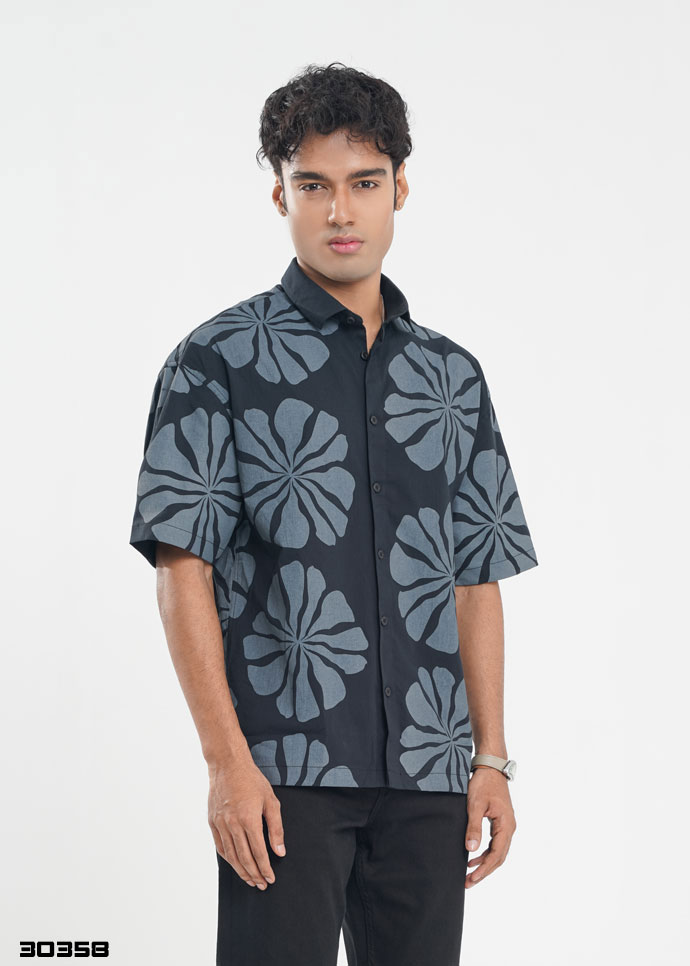 Street Flora Half Shirt – Deep Charcoal