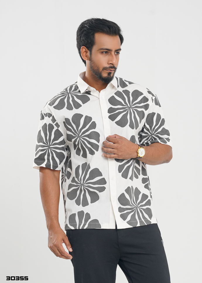 Street Flora Half Shirt – Ivory White