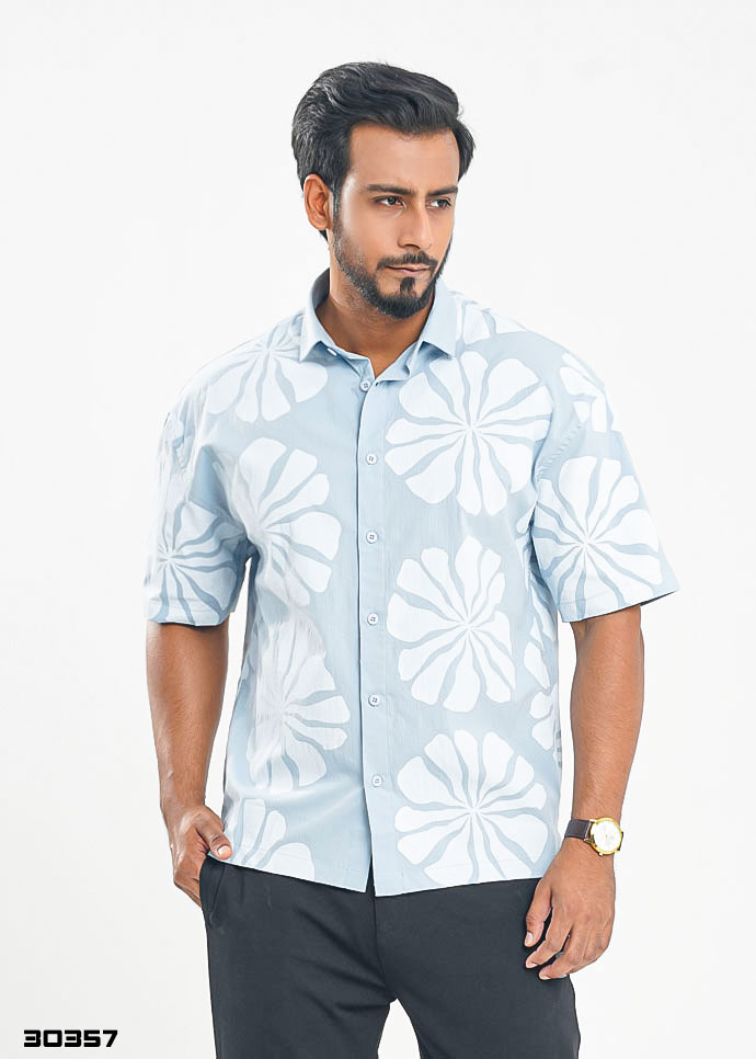 Street Flora Half Shirt – Ice Blue