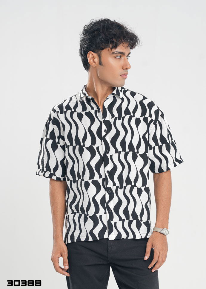 Ochre Half Shirt - Black & White