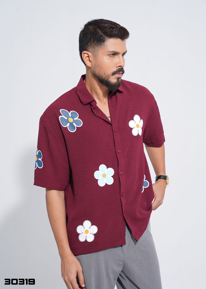 Florence Half Shirt - Maroon - 30319