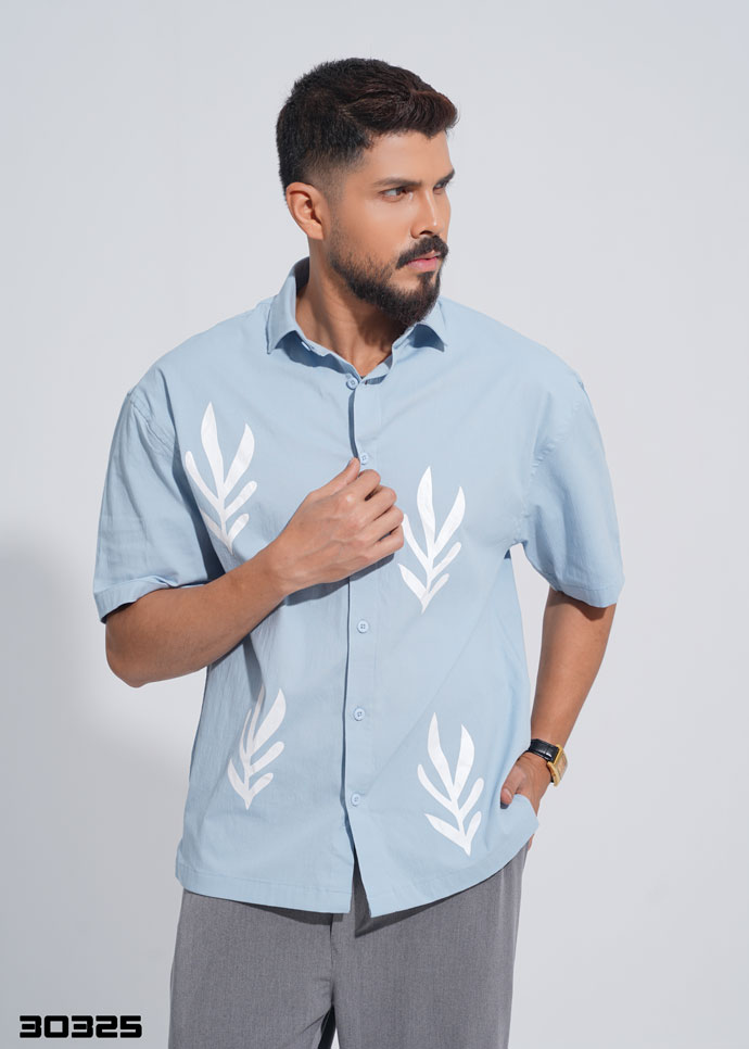 Nordic Leaf Shirt (Sky Blue) - 30325