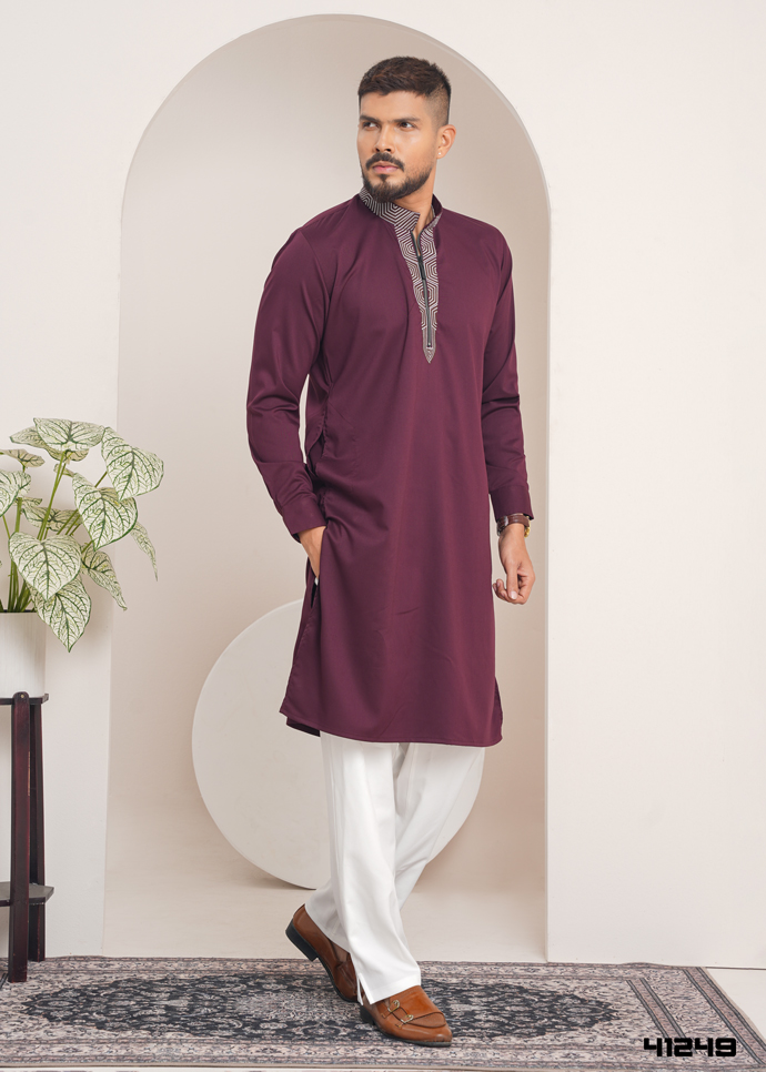 Shahi Safed Panjabi -Marron- 41249