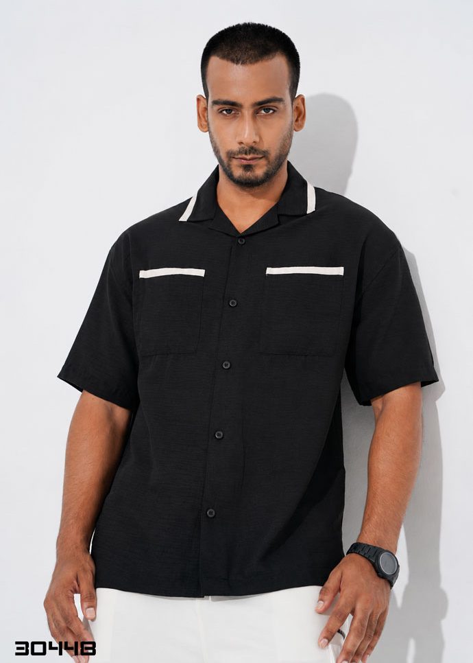Monarch Riviera Oversized Half Shirt (Black) 30448