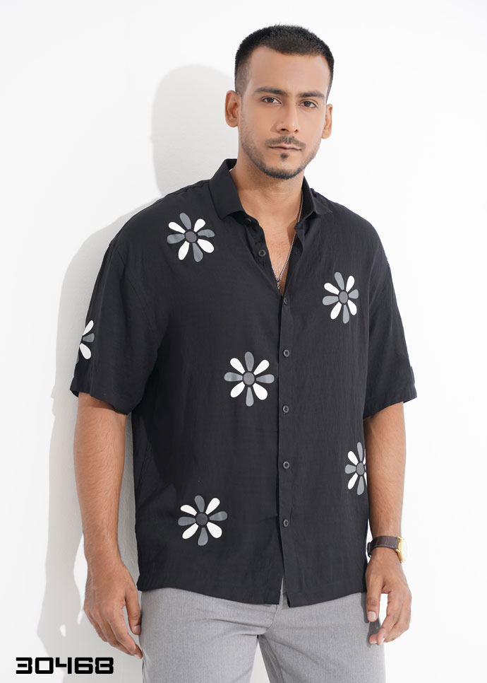 Oversized Half Shirt (Black) 30468